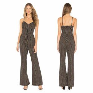 Cupcakes & Cashmere Jaiden Striped Corset Jumpsuit Black Size 6‎